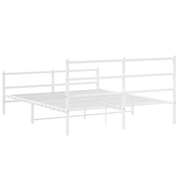 Bettgestell mit Kopf- und Fußteil Metall Weiß 150x200 cm