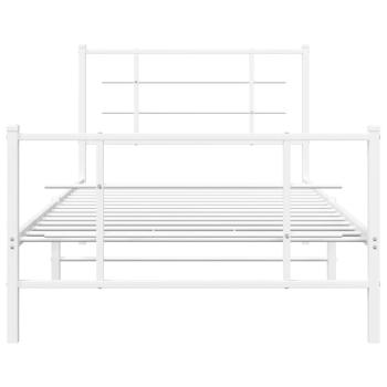 Bettgestell mit Kopf- und Fußteil Metall Weiß 100x200 cm