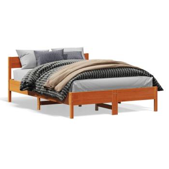ARDEBO.de - Massivholzbett ohne Matratze Wachsbraun 135x190 cm Kiefernholz