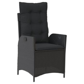 5-tlg. Garten-Essgruppe mit Kissen Schwarz Poly Rattan