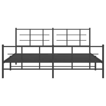 Bettgestell mit Kopf- und Fußteil Metall Schwarz 183x213 cm