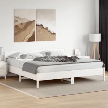 ARDEBO.de - Massivholzbett ohne Matratze Weiß 200x200 cm Kiefernholz