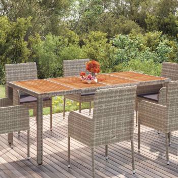 ARDEBO.de - Gartentisch mit Holzplatte Grau 190x90x75 cm Poly Rattan