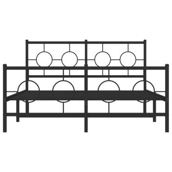 Bettgestell mit Kopf- und Fußteil Metall Schwarz 135x190 cm