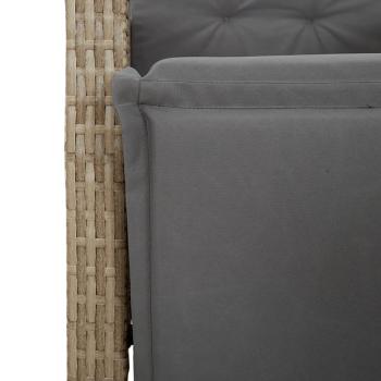 3-tlg. Bistro-Set mit Kissen Beige Poly Rattan
