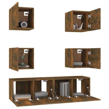 6-tlg. TV-Schrank-Set Räuchereiche Holzwerkstoff