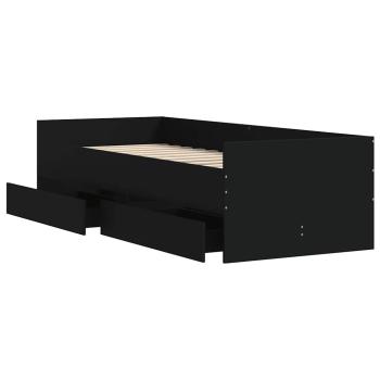 Bettgestell mit Schubladen Schwarz 90x190 cm