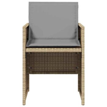5-tlg. Garten-Essgruppe mit Kissen Beigemischung Poly Rattan