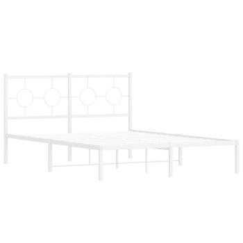 Bettgestell mit Kopfteil Metall Weiß 140x200 cm