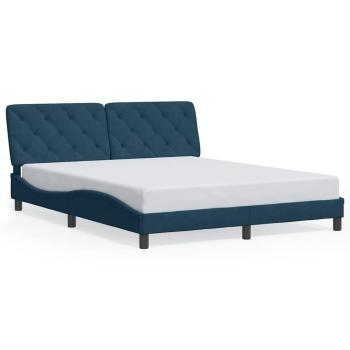 Bettgestell ohne Matratze Blau 160x200 cm Samt