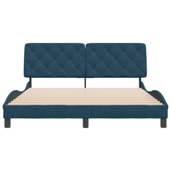 Bettgestell ohne Matratze Blau 160x200 cm Samt