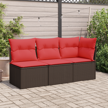 ARDEBO.de - Garten-Sofa mit Kissen Braun 172 x 62 x 69 cm Poly Rattan