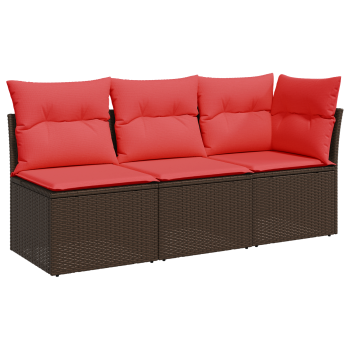 Garten-Sofa mit Kissen Braun 172 x 62 x 69 cm Poly Rattan