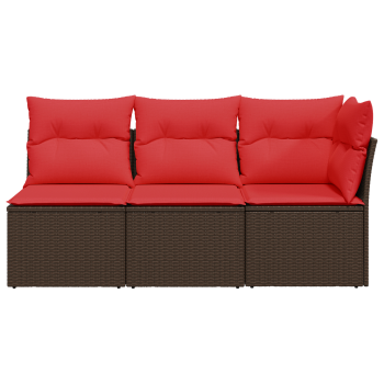 Garten-Sofa mit Kissen Braun 172 x 62 x 69 cm Poly Rattan