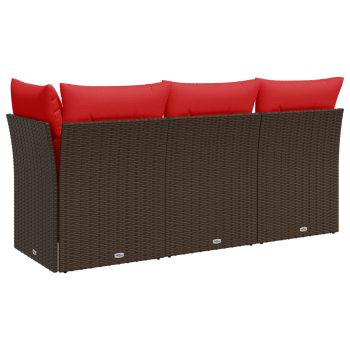 Garten-Sofa mit Kissen Braun 172 x 62 x 69 cm Poly Rattan