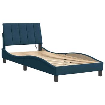 Bettgestell mit LED ohne Matratze "Hanko" Blau 80x200 cm Samt