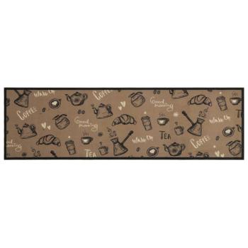 Küchenteppich Waschbar ?Morning?-Aufdruck Braun 45x150 cm Samt