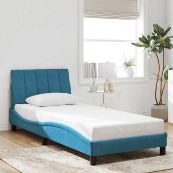 ARDEBO.de - Bettgestell ohne Matratze "Hanko" Blau 80x200 cm Samt