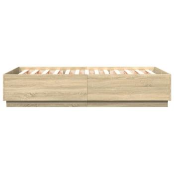 Bettgestell mit LED Sonoma-Eiche 140x200 cm Holzwerkstoff
