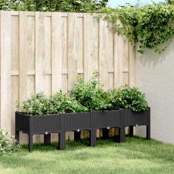 ARDEBO.de - Pflanzkasten mit Beinen Schwarz 160x40x42 cm PP
