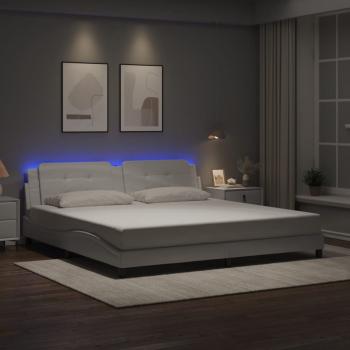 ARDEBO.de - Bettgestell mit LED ohne Matratze "Zadar" Weiß 200x200 cm