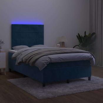 ARDEBO.de - Boxspringbett mit Matratze & LED Dunkelblau 120x190 cm Samt