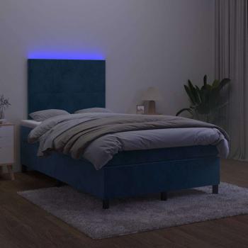ARDEBO.de - Boxspringbett mit Matratze & LED Dunkelblau 120x190 cm Samt