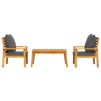 3-tlg. Garten-Lounge-Set mit Kissen Massivholz Akazie