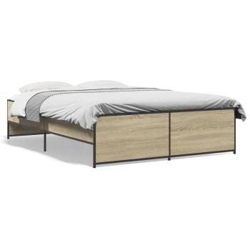 Bettgestell Sonoma-Eiche 135x190 cm Holzwerkstoff und Metall