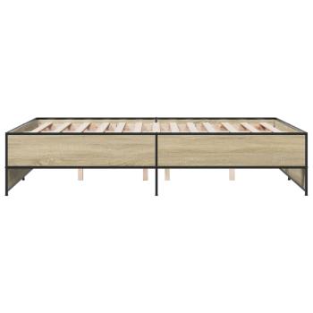 Bettgestell Sonoma-Eiche 135x190 cm Holzwerkstoff und Metall