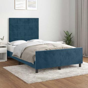 ARDEBO.de - Bettgestell ohne Matratze Dunkelblau 120x190 cm Samt