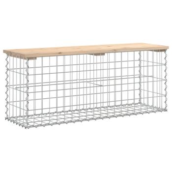 Gartenbank aus Gabionen 103x31,5x42 cm Massivholz Kiefer
