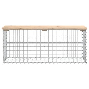 Gartenbank aus Gabionen 103x31,5x42 cm Massivholz Kiefer