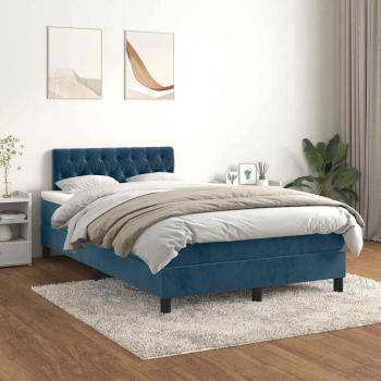ARDEBO.de - Boxspringbett mit Matratze Dunkelblau 120x190 cm Samt