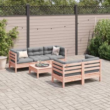 6-tlg. Garten-Sofagarnitur mit Kissen Massivholz Douglasie