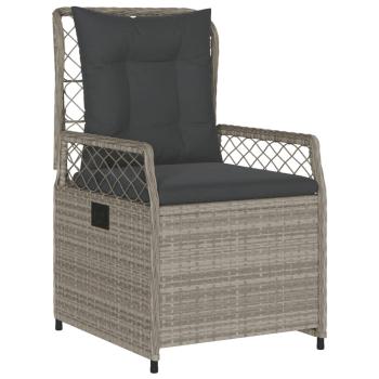 3-tlg. Garten-Essgruppe mit Kissen Hellgrau Poly Rattan