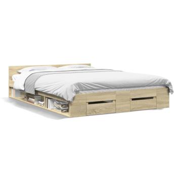 Bettgestell mit Schubladen Sonoma-Eiche 140x190cm Holzwerkstoff