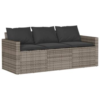 2-tlg. Garten-Essgruppe mit Kissen Grau Poly Rattan