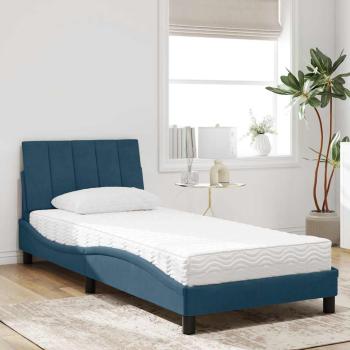 ARDEBO.de - Bett mit Matratze "Hanko" Blau 80x200 cm Samt