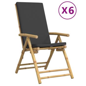 Gartenst?hle 6 Stk. Verstellbar Klappbar mit Kissen Bambus