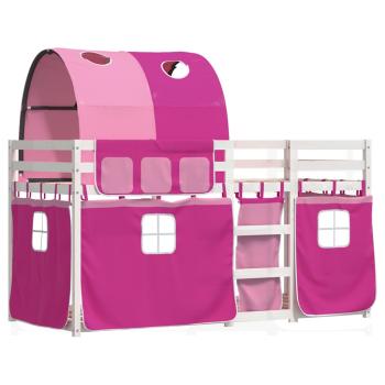 Etagenbett mit Vorh?ngen Rosa 80x200 cm Massivholz Kiefer