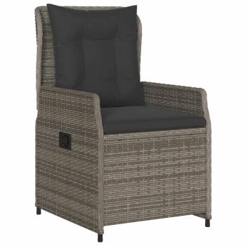 3-tlg. Garten-Essgruppe mit Kissen Grau Poly Rattan