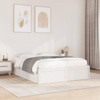 ARDEBO.de - Massivholzbett ohne Matratze Weiß 140x190 cm Kiefernholz