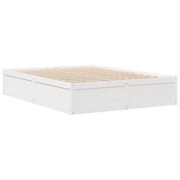 Massivholzbett ohne Matratze Weiß 140x190 cm Kiefernholz