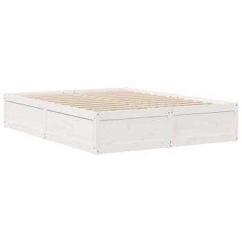 Massivholzbett ohne Matratze Weiß 140x190 cm Kiefernholz