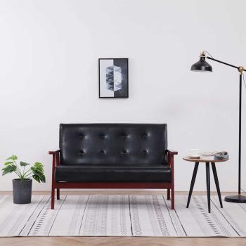 ARDEBO.de - Sofa 2-Sitzer Schwarz Kunstleder