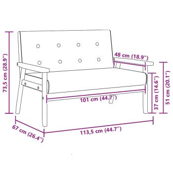 Sofa 2-Sitzer Schwarz Kunstleder