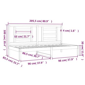 Tagesbett ohne Matratze Weiß 80x200 cm Massivholz Kiefer