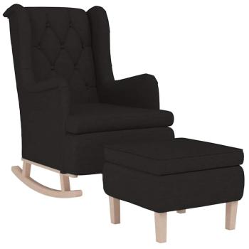 Schaukelsessel mit Hocker Schwarz Stoff