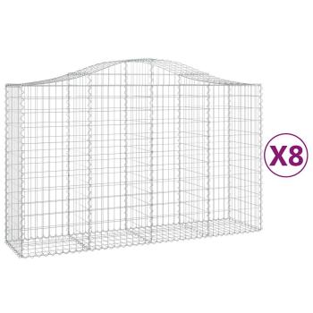 Gabionen mit Hochbogen 8 Stk. 200x50x120/140cm Verzinktes Eisen